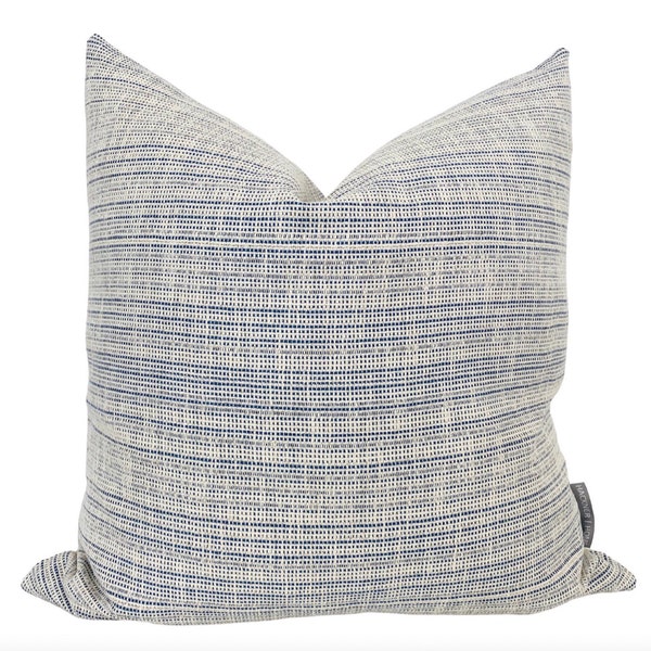 Blue Textured Linen | Blue Pillow Cover, Textured Pillow Cover, Designer Pillow Cover, Hackner Home, Decorative Pillows