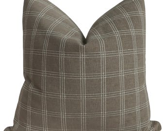Tailored Check | Truffle Pillow Cover, Plaid Pillows, Moody Plaid Pillow, Multi Color Pillow, Decorative Pillow, Throw Pillow, Hackner Home