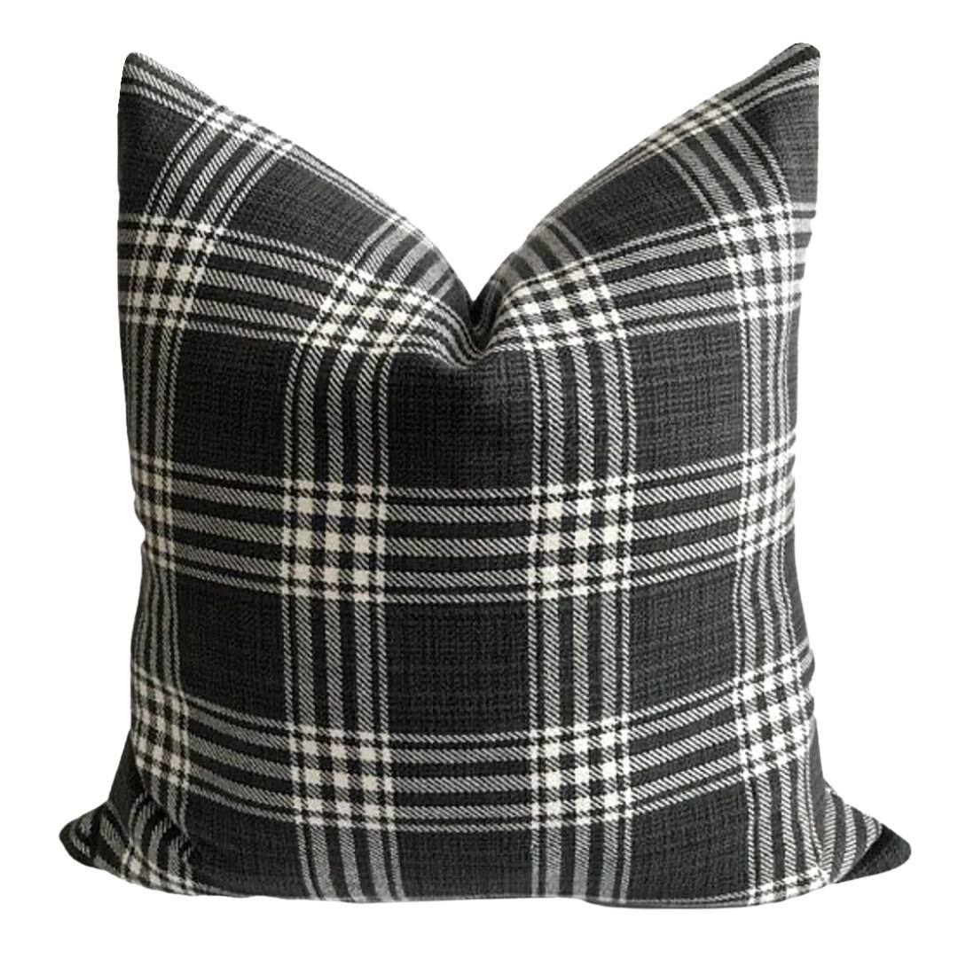 Black Tartan Pillow Cover Barnegate Plaid Black Pillow Etsy