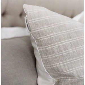Textured Stripe Gray Pillow Cover, Stripe Pillow Cover, Grey Pillow Cover, Designer Pillow Cover, Vintage Style Pillow Cover, HACKNER HOME image 2