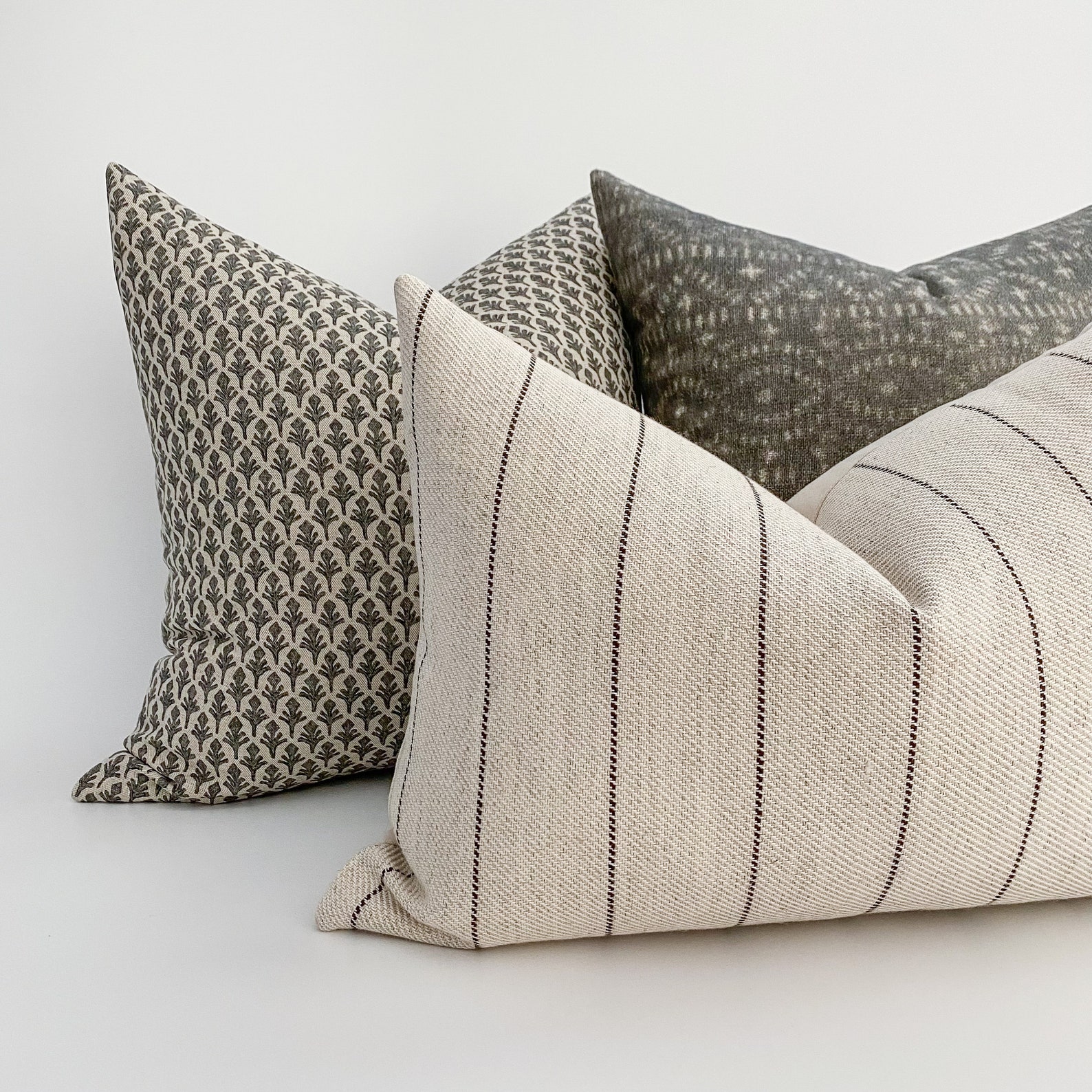 Antique Charcoal Pillow Cover Set Gray Pillow Cover Set, Spring Pillows