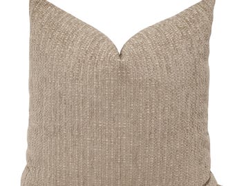 Dolomite Weave Indoor/Outdoor Pillow Cover, Taupe Textured Neutral Cushion, Patio Stone Decor