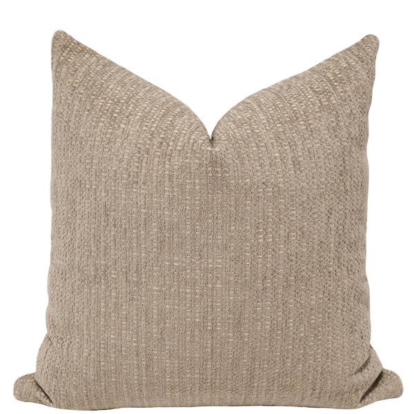 Dolomite Weave Indoor/Outdoor Pillow Cover, Taupe Textured Neutral Cushion, Patio Stone Decor