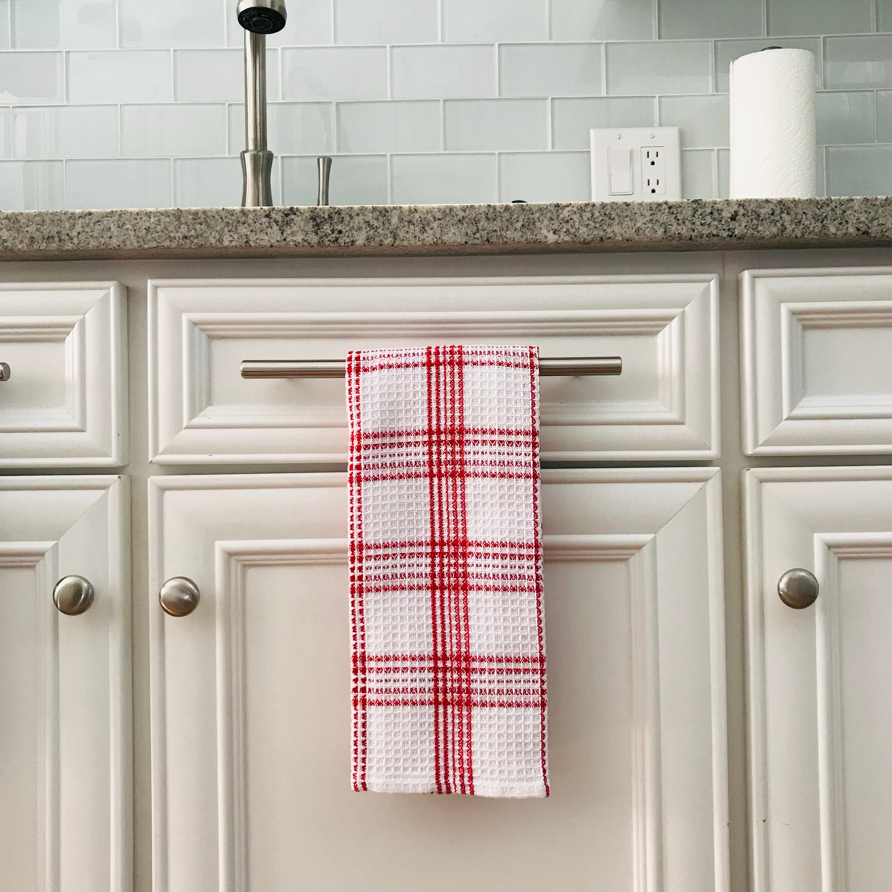 Red & White Kitchen Towel Christmas Red Plaid Kitchen Towel Etsy