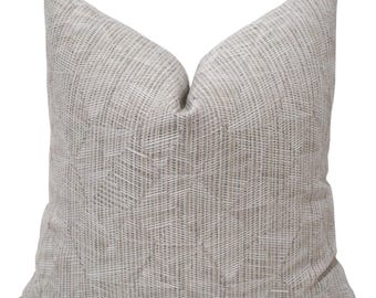 Ivory Mosaic Indoor/Outdoor Pillow Cover, Warm Greige Geometric Patio Cushion Covers, HACKNER HOME