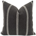 Nearly Black Indoor/Outdoor Pillow Cover, Striped Cushion Cover, Designer Performance Fabric, HACKNER HOME