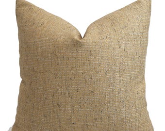 Antiqued Gold Pillow Cover, Textured Designer Throw, Handmade Luxury Cushion, Modern Organic Decor