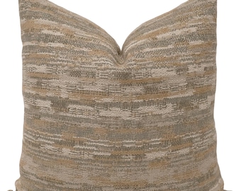 Sedona Weave Pillow Cover, Taupe Green Textured Cushion, Coastal Organic Modern Decor