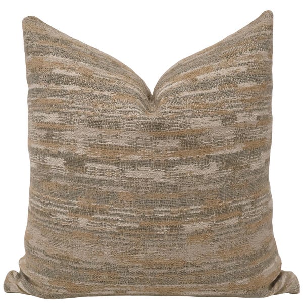 Sedona Weave Pillow Cover, Taupe Green Textured Cushion, Coastal Organic Modern Decor