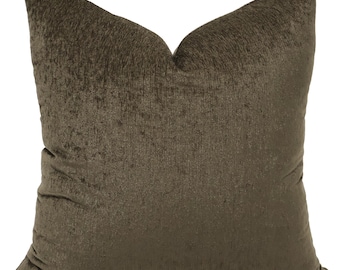 Olive Marlowe Velveteen Pillow Cover, Velvet Throw Pillows, Deep Green Luxury Cushion Cover
