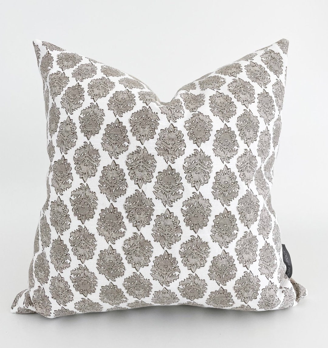 Adelaide Floral Pillow Cover, Decorative Pillow Cover, Brown and White