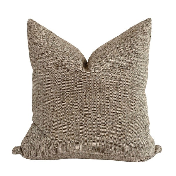 Rye Pillow Cover, Brown Pillow, Textured Brown Pillow, Farmhouse Pillow, Minimal Pillow, Neutral Pillow, HACKNER HOME