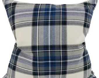 Blue & Gray Tartan Pillow Cover, Blue Plaid Pillow Cover, Tartan Pillow Cover, Large Plaid Pillow Cover, Decorative Pillows, HACKNER HOME