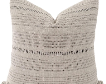 Silt & Stripes Outdoor Pillow Cover, Beige Striped Throw Pillow