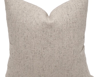 Loom & Linen Pillow Cover, Oatmeal Flax Cushion, Modern Organic Farmhouse Decor