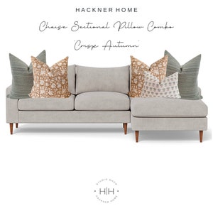 Sectional Chaise Sofa Pillow Combo | Crisp Autumn, Sectional Pillows, Designer Pillows, Sofa Pillows, Fall Pillows, HACKNER HOME