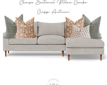 Sectional Chaise Sofa Pillow Combo | Crisp Autumn, Sectional Pillows, Designer Pillows, Sofa Pillows, Fall Pillows, HACKNER HOME