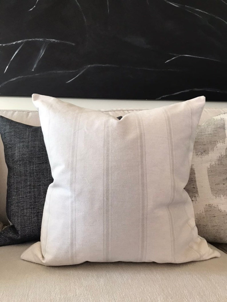 French Linen Stripe Pillow Cover Linen Stripe Pillow Cover Etsy