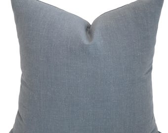 Washed Cotton Sky Pillow Cover, Blue Coastal Throw Pillow Cover, Modern Farmhouse Cushion Cover, Handmade in USA