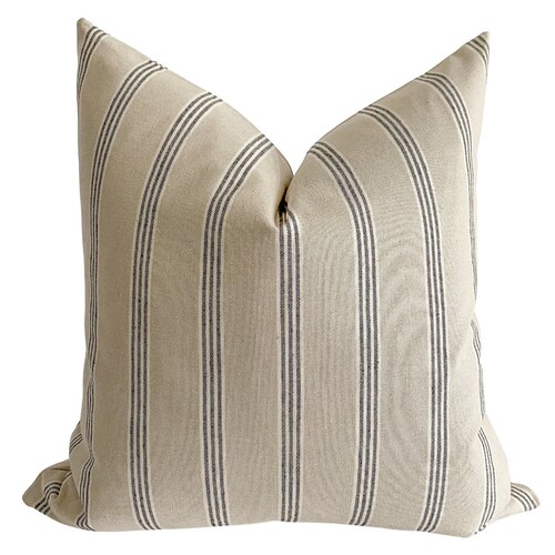 Farmhouse Ticking Stripe Pillow Cover Beige Pillow Cover Etsy