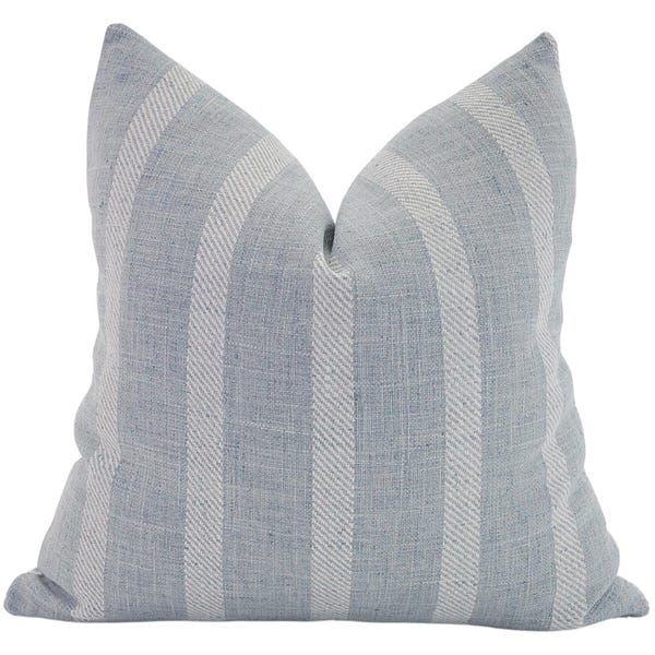 Beach Haven | Blue Pillow Cover, Stripe Designer Cushion Cover, Rustic Summer Pillows, HACKNER HOME
