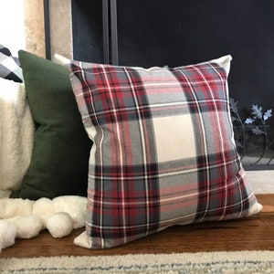 Plaid Pillow Cover, Red Plaid Pillow Cover, Tartan Plaid Pillow Cover, Cream Plaid Pillow Cover, Christmas Cushion Cover