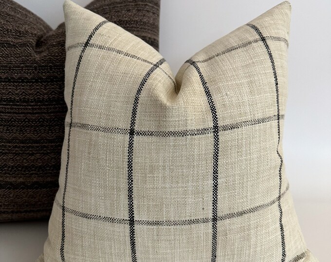 Windowpane Pillow Cover Black & Cream Pillow Cover Etsy