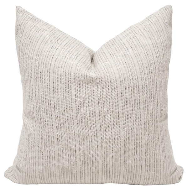 Winter Reed Indoor/Outdoor Pillow Cover, Warm Ivory Geometric Patio Cushion Covers, HACKNER HOME