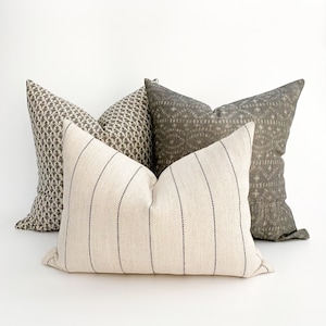 Antique Charcoal Pillow Cover Set | Gray Pillow Cover set, Spring Pillows, Grey Pillows, Cream Pillows, Designer Pillow Set, HACKNER HOME