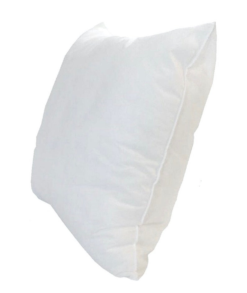 May include: A white pillow with a smooth, soft fabric cover. The pillow is rectangular and has a slightly rounded shape.