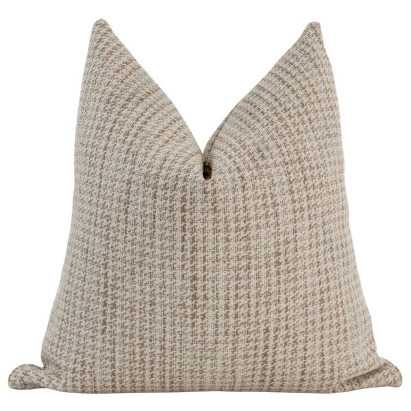 Shepherd's Check | Alder, Textured Pillow Cover, Decorative Pillows, Tan Pillows, Neutral Pillow Cover, Check Throw Pillows, HACKNER HOME