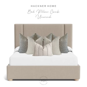 Bed Pillow Combo 'Unwind' | Bed Pillow Combos, Neutral Bed Pillows, Neutral Pillows, Bed Pillow Sets, Pillow Groupings, HACKNER HOME