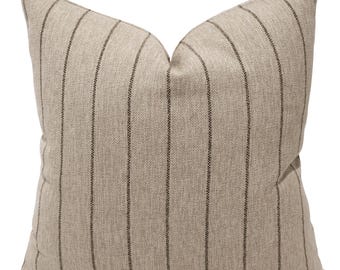 Heritage Stripe | Brown Pillow Cover, Handmade Cushion Covers, Classic Brown Pinstripes, Hackner Home