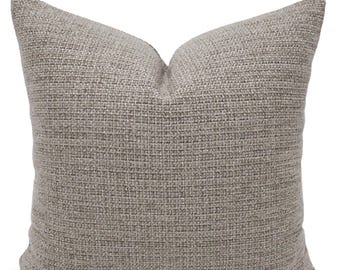 Stonewash Weave Pillow Cover, Warm Gray Taupe Cushion, Organic Modern Coastal Decor, HACKNER HOME
