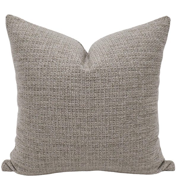 Stonewash Weave Pillow Cover, Warm Gray Taupe Cushion, Organic Modern Coastal Decor, HACKNER HOME