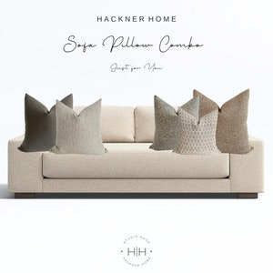 Sofa Pillow Combo &#39;Just for You&#39;, Pillow Combo for Sofa, Pillow Cover Sets, Designer Pillows, Neutral Pillows, HACKNER HOME