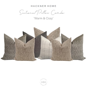 Sectional Pillow Combo &#39;Warm & Cozy&#39; | Pillow Covers for Sectional Sofa, Living Room Pillows, Designer Pillows, Fall Pillows, HACKNER HOME