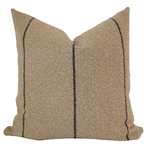 Par La Terre | Straw Indoor/Outdoor Pillow Cover, Luxury throw pillows, High-end decorative pillows, Neutral striped pillow