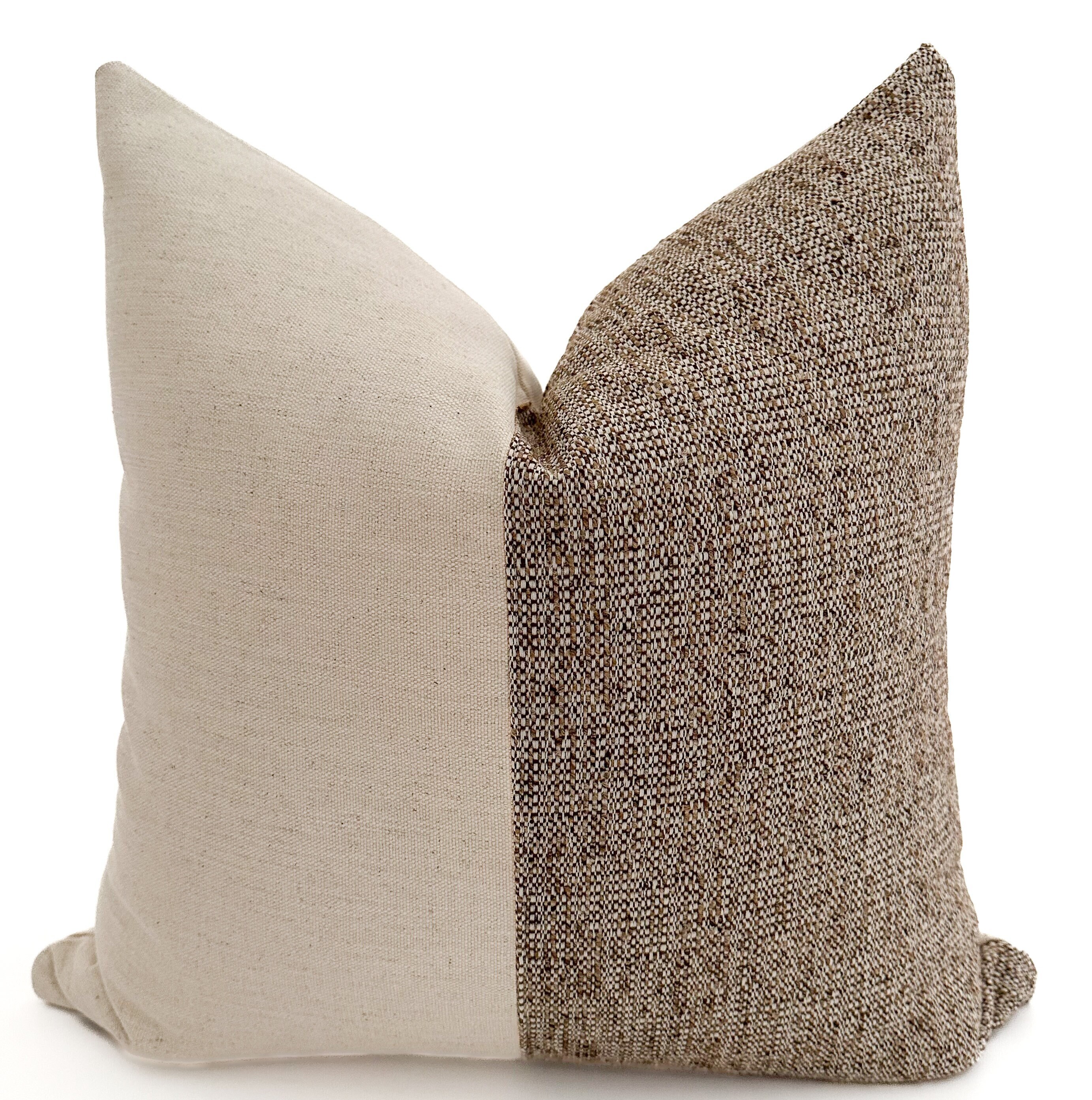 Mod Rye Pillow Cover, Designer Pillow Cover, Textured Pillow Cover, Brown Pillow Cover, Linen & Brown Pillow Cover, HACKNER HOME