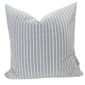 Gray Blue & Cream Stripe | Pillow Cover, Striped Pillow Cover, Gray Blue Pillow Cover, Decorative Pillow Cover, Hackner Home