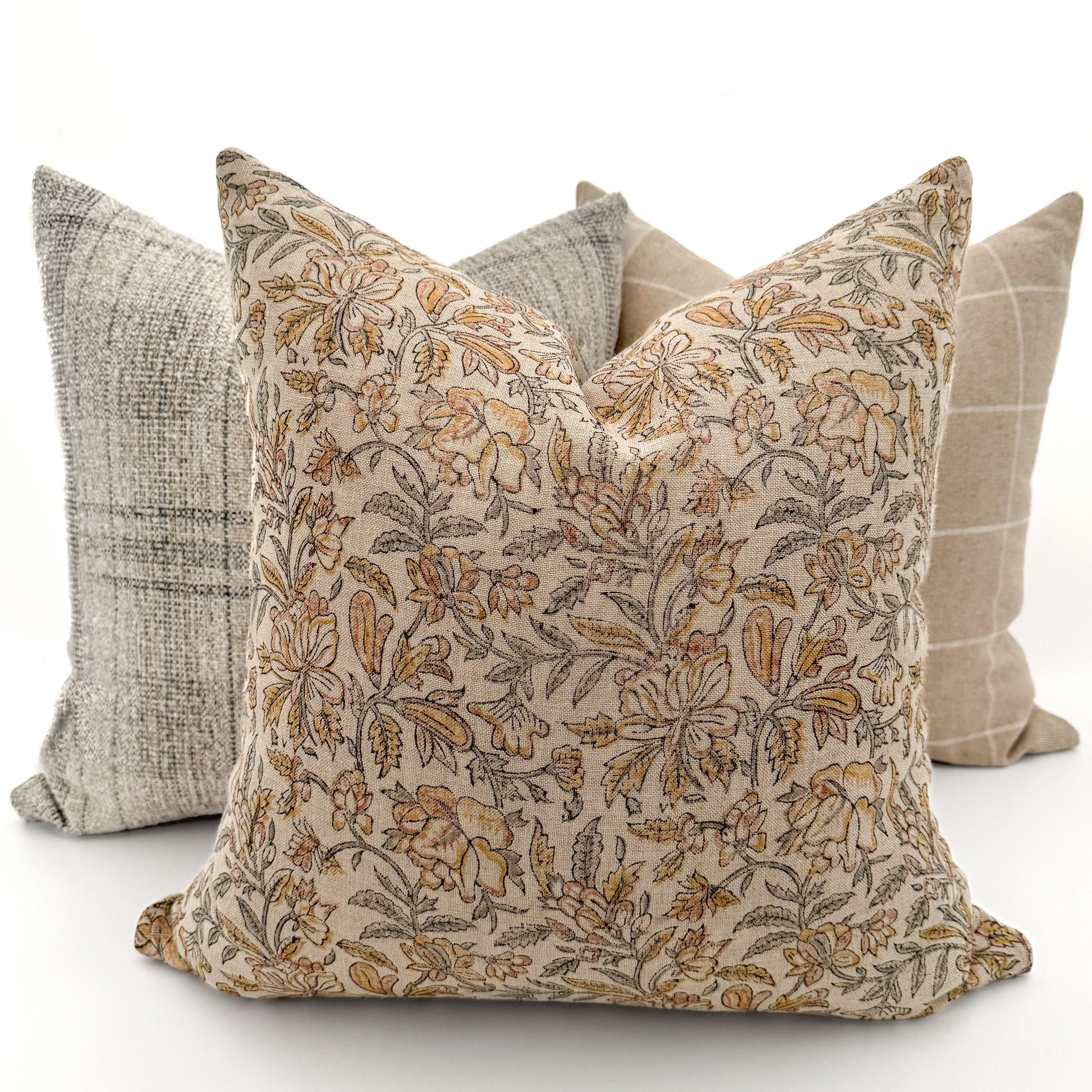 Calm Cream Plaid Pillow Cover, Distressed and Moody Plaid, Hackner Home ...