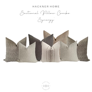 Sectional Sofa Pillow Cover Combo 'Synergy', Sectional Pillows, Pillow Cover Set for Sectional Sofa, Sofa Pillow Combo, HACKNER HOME PILLOWS