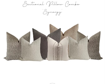 Sectional Sofa Pillow Cover Combo &#39;Synergy&#39;, Sectional Pillows, Pillow Cover Set for Sectional Sofa, Sofa Pillow Combo, HACKNER HOME PILLOWS