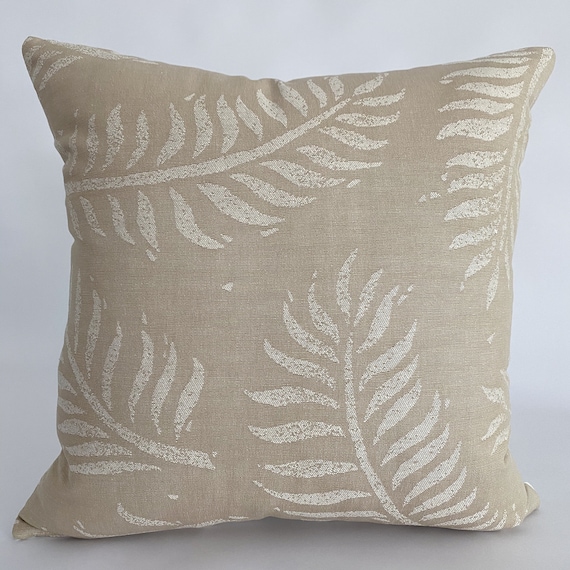 Neutral Leaf | Leaf Pillow Cover, Neutral Tropical Pillow, Light Tan Pillow Cover, Coastal Style Pillow, Tropical Pillows, HACKNER HOME
