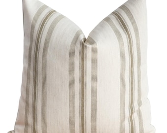 Perennial Stripe | Olive Pillow Cover, Striped Pillows, Decorative Pillows, Designer Pillows, Throw Pillows, Green Pillows, HACKNER HOME
