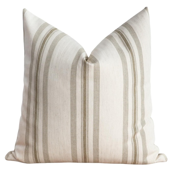 Perennial Stripe | Olive Pillow Cover, Striped Pillows, Decorative Pillows, Designer Pillows, Throw Pillows, Green Pillows, HACKNER HOME