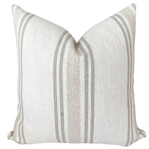 Timeless Stripe | Neutral Pillow Cover, Stripe Pillow Cover, Designer Pillow Cover, Rustic Pillow, Indoor/Outdoor Pillow, HACKNER HOME