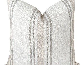 Timeless Stripe | Neutral Pillow Cover, Neutral Indoor/Outdoor Cushion Covers, HACKNER HOME