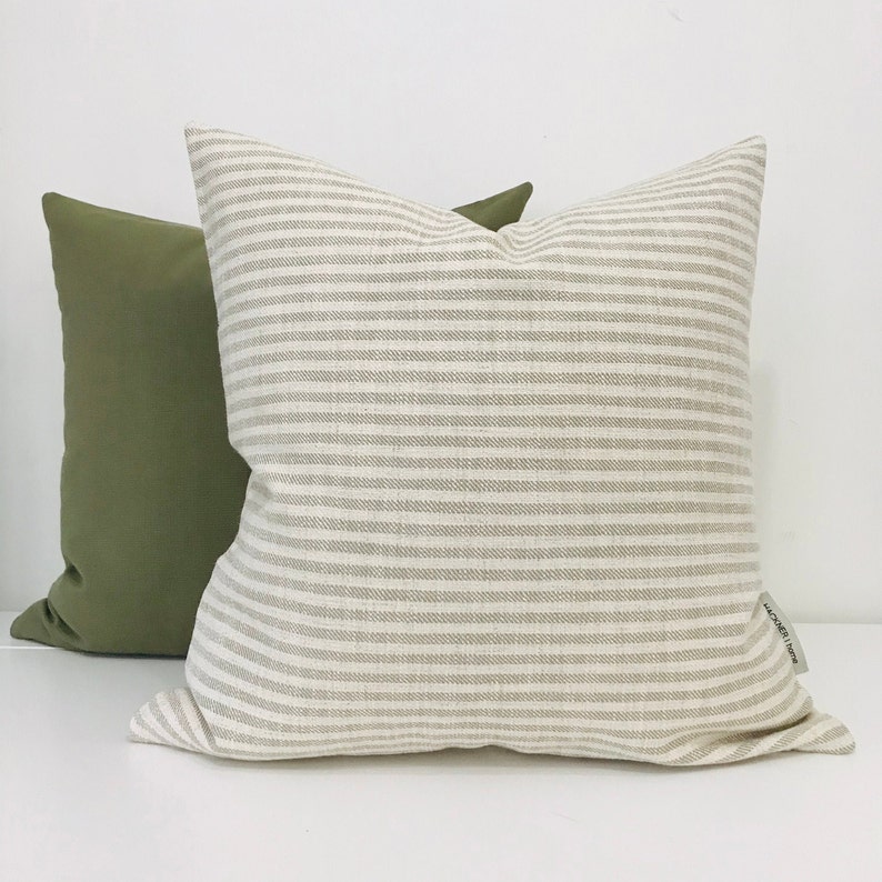 Sage Linen Stripe Pillow Cover Sage Pillow Striped Pillow Etsy
