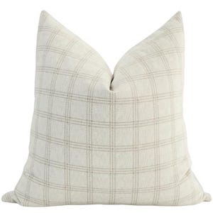Tailored Check | Birch Pillow Cover, Cream Pillow Cover, Distressed Pillow Cover, Pillow Cover, Designer Pillow, Hackner Home